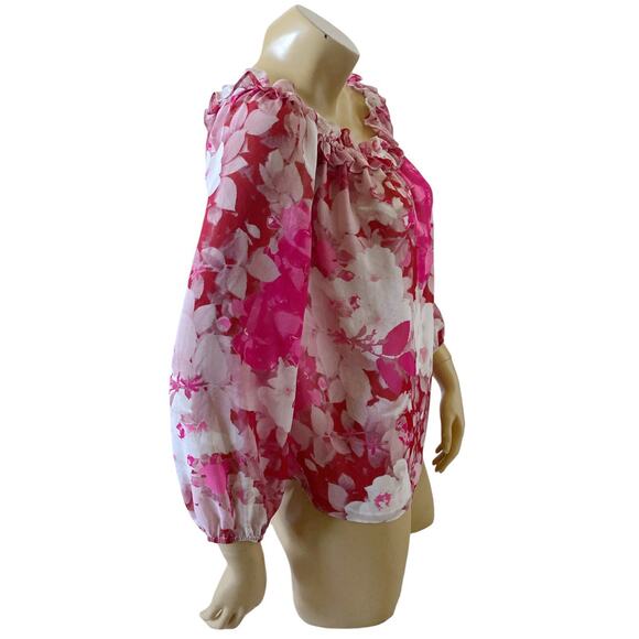 INC Womens Size Small Floral Print Lined Long Sleeve Boho Peasant Blouse Shirt - Picture 3 of 8